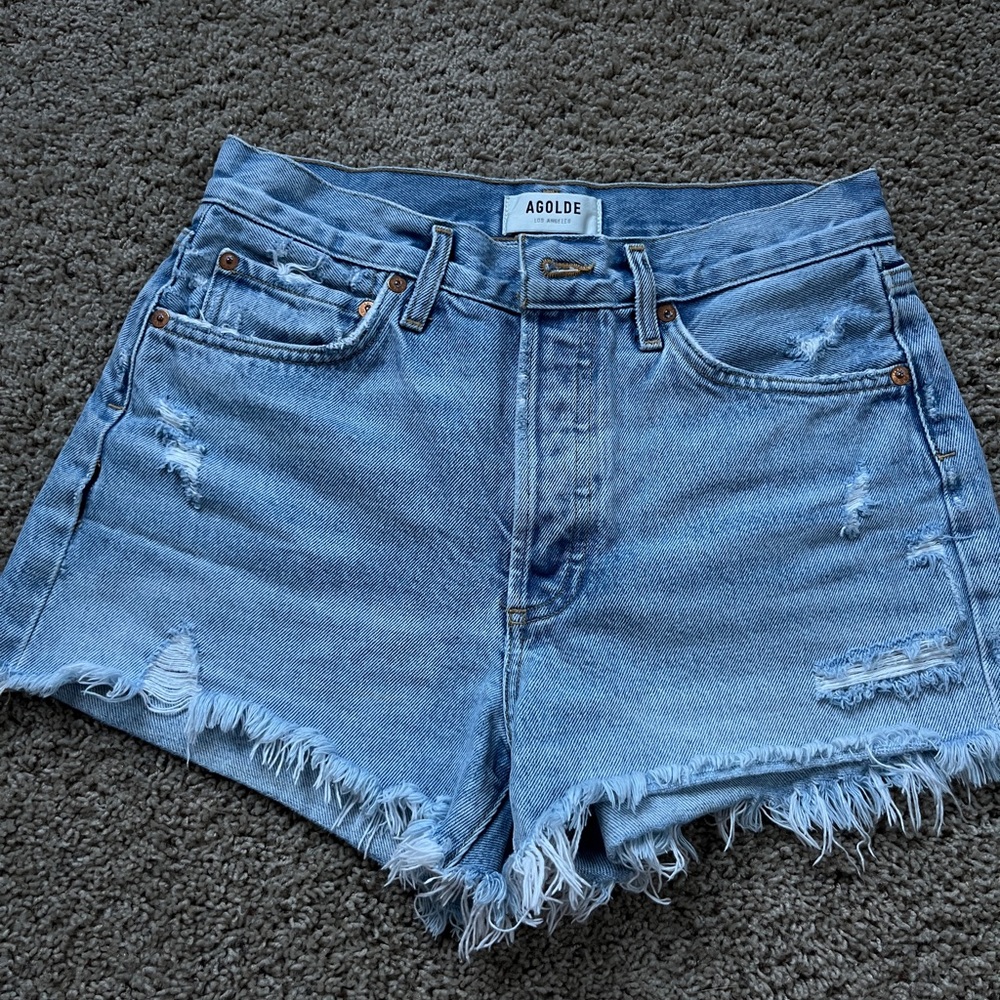 Agolde Light Blue Jean Shorts